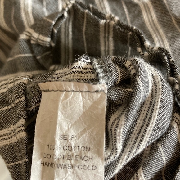 EUC Andrée by Unit Dress Babydoll Tiered Cotton Gray White Striped Ruffle Large - Picture 6 of 8